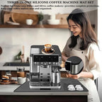 3-in-1 Silicone Coffee Machine Mat,for Ninja Luxe ES601 and ES701 Models: 24“ × 16” Coffee Machine Mat + Espresso Tamper Mat + Top Mat, Made from Food-Grade Silicone. Coffee Machine Accessories.