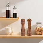 Wooden Salt and Pepper Grinder Set Refillable Salt & Pepper Mills Adjust for Coarseness, Crafted of Solid Oak Wood with Ceramic Stainless Steel Core, 8 Inches - 2 Packs
