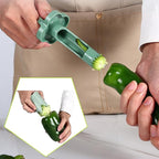 2-in-1 Pepper Corer&Seed Remover Tool-Efficient Jalapeno,Bell Pepper,and Chili Deseeder. Fruit&Vegetable Core Remover for Peppers,Tomatoes,Apples.Efficient Kitchen Gadget for Cooking Prep(1, Green)