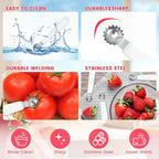 5 Pcs Tomato Corer Tool Strawberry Huller Stem Remover, Handle with hole, Stainless Steel, Fruit Corer Tool for Tomato Strawberry (White)