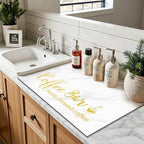 Findosom Dish Drying Mat, 17"x 32" Super Absorbent & Hide Stain Coffee Mat, Cuttable Drying Mat for Kitchen Counter, Coffee Bar Accessories, Under Dish Rack, Coffee Maker, Espresso Machine, White