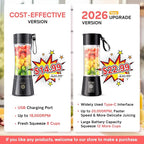 Portable Blender for Smoothies & Shakes - Cordless Personal Size Mini Blender with BAP Free Juice Cup, USB Rechargeable Suit for Sports/Picnic, Mother's Day