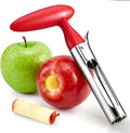 Premium Apple Corer Tool - Ergonomic Non-Slip Handle and Sharp Serrated Blades, Food-Grade Stainless Steel Fruit Core Remover, Kitchen tools for Apples, Pears, Bell Peppers and More, Red