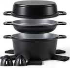 Ammeloo 8-Piece Ceramic Nonstick Cooking Pot Set with Lid, 4.5 Qt Soup Pot, All-in-One Stock Pot for All Stoves, Dishwasher Safe & Easy to Clean, Induction Ready, PFAS Free, for Stews, Soups & Pasta