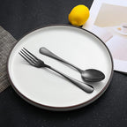 24 Piece Black Forks and Spoons Silverware Set for 12, Stainless Steel Dinner Forks(8 Inch) and Spoons(6.7 Inch) Black Silverware Set, Heavy-Duty Cutlery Set, Dishwasher Safe