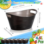 meekoo 6 Pcs Plastic Ice Buckets Bulk with Handles 4.5L Oval Storage Tub Large Capacity Ice Drink Bucket for Party Bar Wine Beer Champagne Beverage Bottle Cooler (4.5 L,Black)