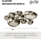 9 Cluster Decorative Bowls Bright Silver Snack Tray Bowl Chip & Dip Serving Piece Strong Brass Centerpiece Beautiful Room Accent & Entertaining Parties Home Decor Wedding Gifts 22 Inch Decorative Gift