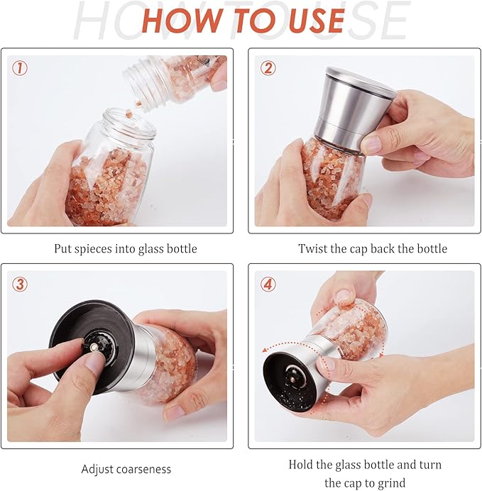 Ebaco Original Stainless Steel Salt or Pepper Grinder - Top Spice Mill with Ceramic Blades, Brushed Stainless Steel and Adjustable Coarseness By Pepper Grinder （Single Package）