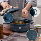 FUN ELEMENTS Lace Emboss Casserole Dish with Lid, 2 Quart Oven to Table Ceramic Round Serving Dish with Handles for Dinner and Party, Thanksgiving Christmas Gifts(Grayish Blue)
