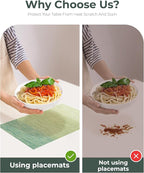 Leetaltree Gradient Green Woven Placemats Set of 6 - Heat Resistant Non-Slip Place mats for Dining Table, Washable Durable PVC Vinyl Woven Table Mats(Gradient Green, 6)