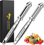 MAD SHARK Vegetable Peeler, Potato Peelers, I-Shaped Ultra Sharp Stainless Steel Blades Peelers, Orange Peeler for Kitchen, Veggie, Fruit, Garlic, Carrot, Apple Peeling 2pcs