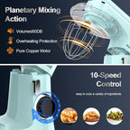 Honinst Stand Mixer, 6.5QT 10-Speed Tilt-Head Electric Stand Mixer, 3-In-1 Kitchen Mixer with Bowl, Dough Hook, Whisk and Beater, Food Mixer for Baking, Cake and Most Home Cooks, Blue