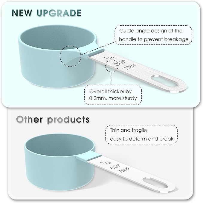 TILUCK Measuring Cups & Spoons Set, Stackable Cups and Spoons, Nesting Measure Cups with Stainless Steel Handle, Kitchen Gadgets for Cooking & Baking (Blue)