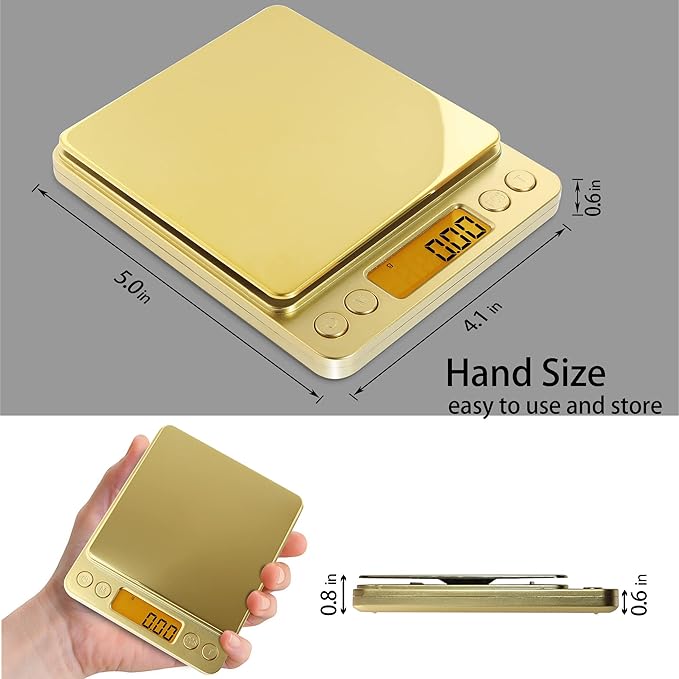 Fuzion Digital Scale .01 Gram Accuracy, 500g Mini Food Scales for Small Jewelry, Gold, Herb, Spice - Weight Gram and Oz