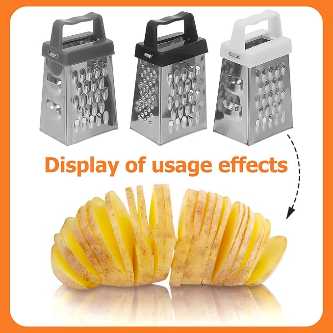 BESPORTBLE 3pcs Stainless Steel Multifunctional Vegetable Slicer with Non-slip Base Mini Cheese Grater and Potato Carrot Shredder for Safe Efficient Kitchen Food Preparation