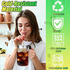 Palksky Mason Jar Lids with Straw Hole & Handle for Regular Mouth Jars, Leak-Resistant Drinking Lids with Extra Silicone Rings, Mason Jar Straw Lids for Iced Coffee, Lemonade, Juice (2 Pack)