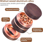 2.5" Manual Spice Grinder, Walnut Wood & Aluminum Seasoning Mill for Dry Spices, Compact Handheld Kitchen Tool (Wood Color)