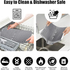 TIKNIK Silicone Dish Drying Mat, Stone Drying Mat for Kitchen Counter with Built-In Drain, Non-Slip Drain Pad with Built-in Drain, Heat Resistant Stone Drying Mat, Hangable, Grey-2pcs, 20" x 15"