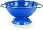 Reston Lloyd, 1 Quart Powder Coated Steel Kitchen Strainer Basket for draining Pasta, Vegetable and Fruit, Chrome Handles and Wide Stable Base, Azure