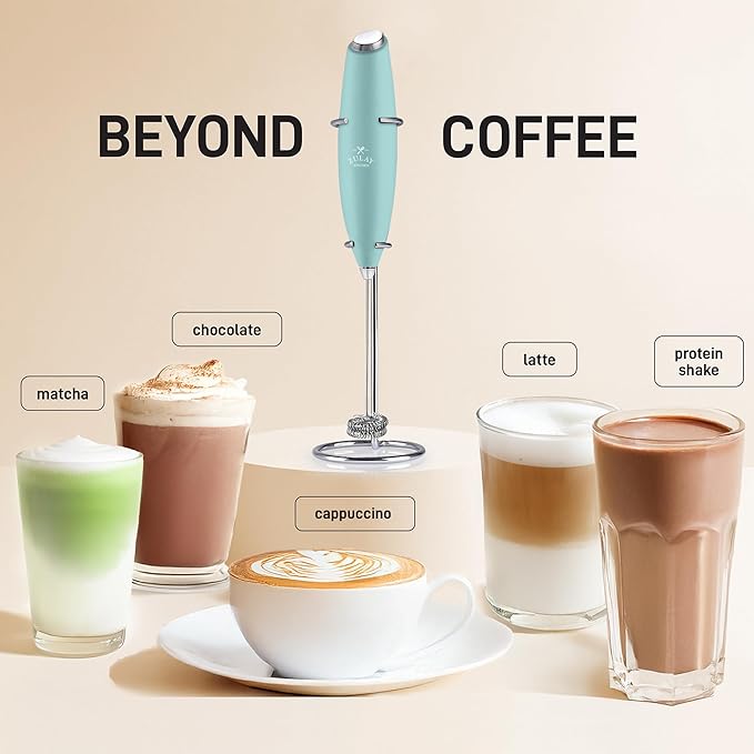 Zulay Kitchen Whisk Milk Frother with 4 Duracell Batteries - Powerful Handheld Foam Maker for Coffee, Lattes, Matcha, Hot Chocolate & Cappuccinos - Whip Creamy Froth in Seconds