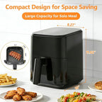 Simple Deluxe 8-in-1 Air Fryer 3 Qt, Digital Preset Airfryer with Overheat Protection and Auto Shut-Off, Nonstick and Dishwasher-Safe Basket for Fries, Bake, 60-Min Timer, Max 400°F, 800W, Black