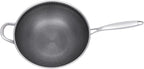 12in Woks & Stir Fry Pans Wok Pan with Lid, No Chemical Coated Chinese Woks for Electric, Induction,Gas Stoves