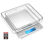 AMIR Digital Kitchen Scale, 3000g 0.01oz/ 0.1g Pocket Coffee Scale, Mini Food Scale, Pro Electronic Jewelry Scale with Back-Lit LCD Display, Tare & PCS Functions, Stainless Steel, Batteries Included