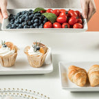 Gomakren 3 Tier Serving Trays Stand Porcelain Serving Platters 12 Inch White Serving Plates Dinner Platters for Appetizer Snack Fruit Cup Cake Tray Display Serving Dishes for Entertaining