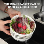 Ourokhome Salad Spinner Lettuce Dryer, Hand-crank Rotary Vegetable Dryer Veggie Washer with Transparent Bowl and Colander for Greens, Herb, Berry, Fruits, Macaroni, 2.8 QT, White