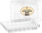 6 Pack Clear Plastic Serving Trays for Party, 9 x 13 Inch - Heavy Duty Plastic Trays for Food - Rectangular Party Serving Trays and Platters - Clear Disposable Trays