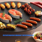 Indoor Smokeless Electric Griddle, Nonstick Round Tabletop Grill with Temperature Control, 1000W Fast Heating, Oil Drain Design for Steaks, Burgers, Pancakes, BBQ (36 cm/14 inch)