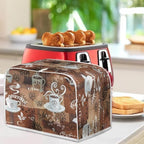 JEOCODY Toaster Bread Maker Cover with Handle - Coffee Theme Print, Wide Slot, Dust Protection