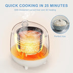 Bear Mini Rice Cooker 2 Cups Uncooked, 1.2L Portable Non-Stick Small Travel Rice Cooker, BPA Free, One Button to Cook and Keep Warm Function, White