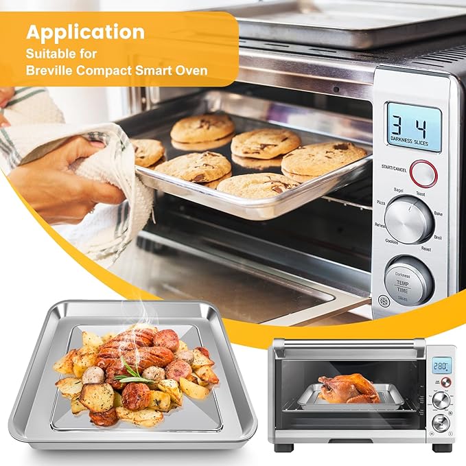 11.77" × 11.77" Toaster Oven Pan for Breville Smart Oven BOV800XL, Smart Oven Plus BOV810BSS, Smart Oven Pro BOV845BSS, Smart Oven Air BOV900BSS, Fits for Ninja SP100 SP101 SP201 Air Fry Oven