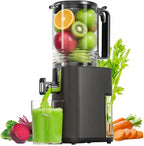 Cold Press Juicer, 5.5inch Wide Feed Chute Juicer Machine, Slow Masticating Juicer for Whole Vegetables & Fruits, Gray