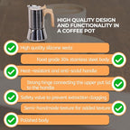 Uncoated 2 Cup Moka Pot 304 Thickened Stainless Steel Coffee Maker Stovetop Espresso Coffeemaker Italian Classic Style Brewing Greca Cafe Mocha Machine for Cafeteras Camping Travel Home 100ml 3.3oz
