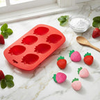 Ymapinc 3D Strawberry Mold Silicone, 2pcs Fondant Molds for Cake Decorating, Fruit Silicone Molds for Chocolate/Candy/Clay/Candle, Cookie Mold Baking Supplies (Red)