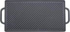 GGC Cast Iron Reversible Grill Griddle for Stove Top, Flat Griddle for Gas Grills, Flat and Ribbed Double-Side to Use, Non-Stick Griddle Plate Top Outdoor Cooking (20" x 9")