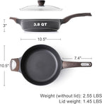 SENSARTE Nonstick Frying Pan Skillet with Lid, 10.5 Inch Deep Frying Pan, 3.8 Qt Non Stick Saute Pan with Cover, Induction Pan, Healthy Non Toxic Cooking Pan with Helper Handle, PFOA PFOS Free