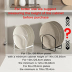 4 Pack Kitchen Plate Holder Organizer for Cabinet Space Saver Dinner Dish Storage Rack Upright Dish Drying Racks Metal Plate Dish Racks Stand for Cupboard and Countertop 2 Large 2 Small White