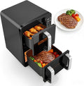 12QT Dual Basket Air Fryer, Vertical Double Stack XL 2-Basket, Feeds Up to 10 People, 8-in-1 Presets with Digital Touchscreen to Free DIY, Compact Design, Easy to Clean, Black