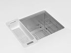 Zuhnë Reeva Sink Colander Strainer Set of 2, Food Grade Wheat Fiber Composite, BPA and Formaldehyde Free, Stackable Soak Rinse Bins, Non Slip Texture, Light Grey, Fits 15 to 17 in Sink Bowls