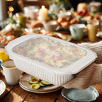 Artena Baking Dish 2.3 Quarts, Casserole Dishes For Oven, Baking Pan With Handles, Lasagna Pan Deep, Large Casserole Dish, Rectangular Ceramic Bakeware, White (Baking Dish With Lids)