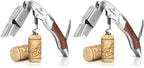 Philorn Wine Opener-Professional Corkscrew Wine Opener with Foil Cutter & Cap Remover, Manual Wine Key for Servers, Bartenders, Waiters & Home Use, Rosewood Handle Wine Bottle Opener (Pack of 2)