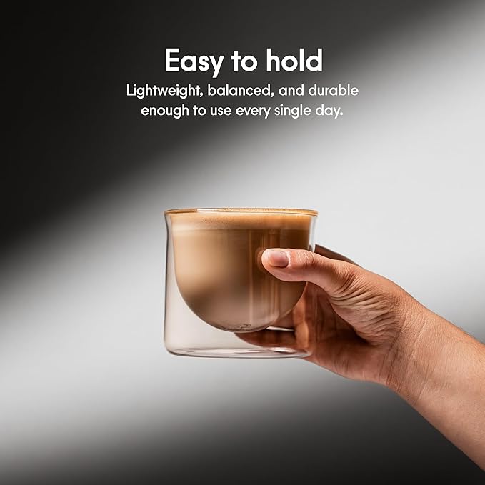 FLUR Latte XL Glasses (Set of 2) Perfect for Lattes, Latte Art, Iced Lattes & Milk Drinks – Double-Walled Borosilicate Glass – Handmade, Lightweight & Durable – 10oz (Teal)