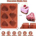 (2 Pack) 6 Holes Heart Shaped Silicone Mold For Chocolate Cake - Heart Silicone Mold for Making Jelly Pudding Handmade Soap Mould Candy Making