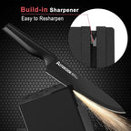 Knife Set, Astercook 21 Pieces Knife Sets for Kitchen with Block, Dishwasher Safe Kitchen Knife Set with Built-in Sharpener, German Stainless Steel Black Knife Block Set