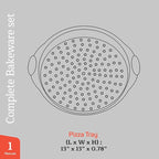 Non-Stick Pizza Pan with Silicone Handle 1 Pack, 13 Inch Round Carbon Steel Tray with Perforated Holes, Dishwasher & Oven Safe Up To 450°F, PFOAPFOSPTFE Free, Durable Nonstick Gray Marble Coating