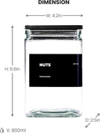 APT 1101 26 oz Glass Storage Jars with Bamboo Lid, set of 6, glass canisters with airtight lids, Clear jars with lids for Cookie, Candy, Tea, Coffee Bean and Rice, Black