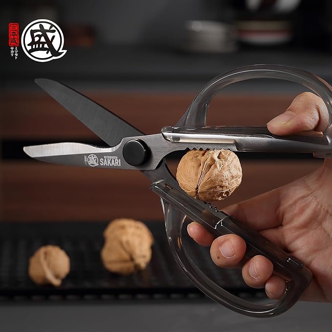 MITSUMOTO SAKARI Heavy Duty Japanese Kitchen Scissors, Multipurpose Detachable Stainless Steel Kitchen Shears, Sharp Cooking Scissors for Meat, Fish, Nuts, Vegetables